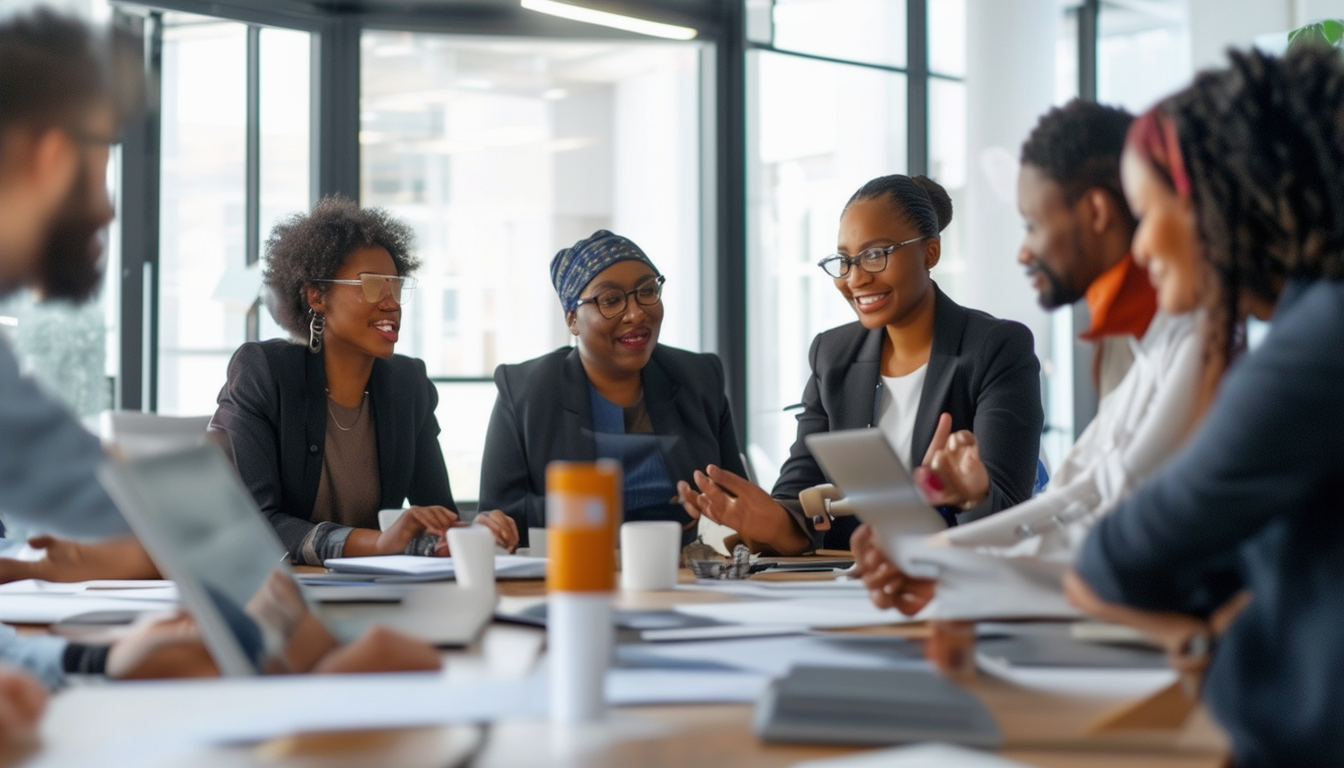 A diverse group of nonprofit HR professionals coll